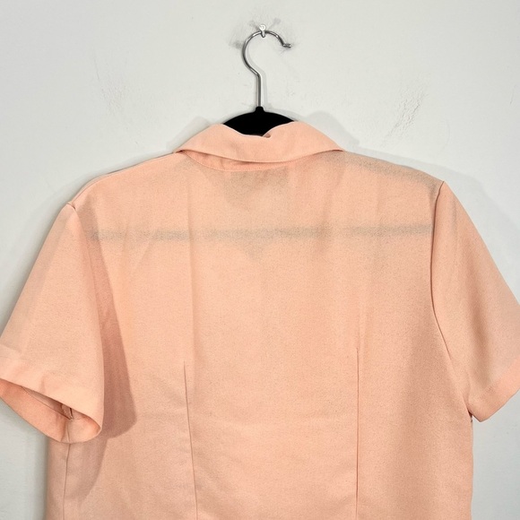 Vintage 80s 90s peach floral embroidered short sleeve blouse top 14 - Picture 7 of 12
